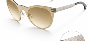 Progettazione occhiali da sole cat-eye con finitura materica design accessori moda