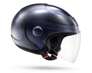 Progettazione, sviluppo, modellazione 3D Casco jet da moto grigio scuro opaco 