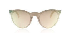 Occhiali da sole di design contemporaneo con montatura texturizzata esagonale e lenti color bronzo, estetica elegante e funzionale