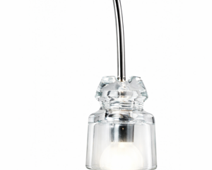 Sviluppo di lampada da parete moderna in metallo cromato con diffusore in vetro trasparente isolatori Enel