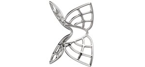 Progettazione e modellazione Anello di design ispirato alla farfalla, gioiello contemporaneo in metallo lucido con struttura geometrica e organica
