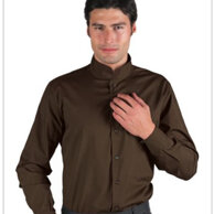 Camicia Dublino Cacao unisex collo Coreana tessuto policotone leggero 115gr, mantiene forma e asciugatura rapida