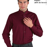 Camicia Dublino unisex bordeaux collo Coreana tessuto policotone leggero 115gr, mantiene forma e asciugatura rapida