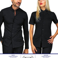 Camicia Portofino unisex nera ideale per l'estate, in cotone jersey 97% e 3% elastan