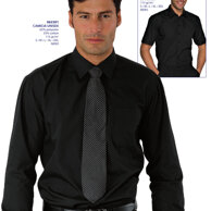 Camicia unisex nero cotone misto, leggera 115gr, stiro facile, asciugatura rapida