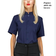 Camicia Dublino unisex M/M blu collo Coreana tessuto policotone leggero 115gr, mantiene forma e asciugatura rapida