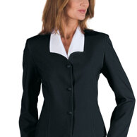 giacca Deborah nera completamente sfoderata e leggermente sciancrata con collo a V. tessuto 100% poliestere