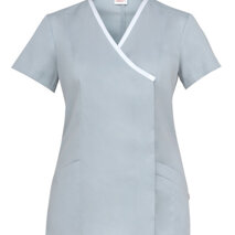 Casacca Giuliana grigio chiaro linea Slim Fit, femminile e dinamica. A maniche corte e con una scollatura a V