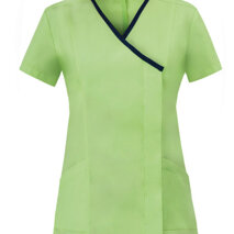 Casacca Giuliana Pistacchio linea Slim Fit, femminile e dinamica. A maniche corte e con una scollatura a V