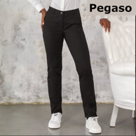 pantalone donna Brenda nero in gabardina 98% cotone e 2% elastan di soli 200 g / m² di peso, estremamente leggero