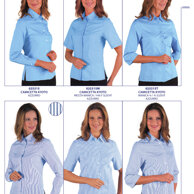 Camicetta Kioto azzurro e rigata azzurro cotone misto, leggera 115gr, stiro facile, asciugatura rapida