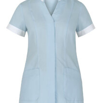 Casacca Aurelia turchese Abbottonatura nascosta con bottoni 4 fori 2 tasche Slim Fit , 65%pol e 35% cot 145 gr/mtq