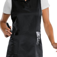 grembiule trinidad nero in tessuto antimacchia che respira e fa scivolare i capelli. 100% poliestere leggero 130 gr