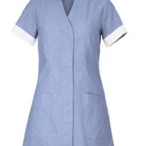 Casacca Aurelia azzurro Abbottonatura nascosta con bottoni 4 fori 2 tasche Slim Fit 100% cotone 130 gr/mtq