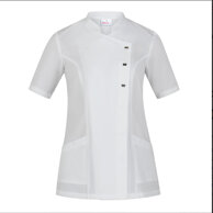 Casacca Greta bianca tessuto G-TECH PRO, antiodore, traspirante, antiibatterica e n o stiro, tollera spruzzi di candeggi