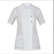 Casacca Greta bianca tessuto G-TECH PRO, antiodore, traspirante, antiibatterica e n o stiro, tollera spruzzi di candeggi