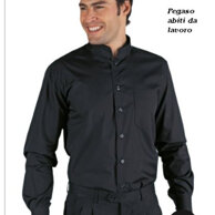 Camicia Dublino nero unisex collo Coreana tessuto policotone leggero 115gr, mantiene forma e asciugatura rapida