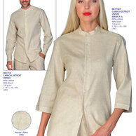Camicia Detroit unisex Lino collo alla coreana in tessuto cotone 60% e lino 40% leggera solo 120 gr. anche a mezza manica