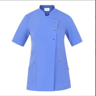 Casacca Greta azzurra tessuto G-TECH PRO, antiodore, traspirante, antiibatterica e n o stiro, tollera spruzzi di candeggi