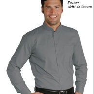 Camicia Dublino unisex grigia collo Coreana tessuto policotone leggero 115gr, mantiene forma e asciugatura rapida
