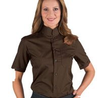 Camicia Dublino unisex cacao M/M collo Coreana tessuto policotone leggero 115gr, mantiene forma e asciugatura rapida