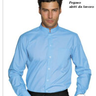Camicia Dublino unisex azzurra collo Coreana tessuto policotone leggero 115gr, mantiene forma e asciugatura rapida