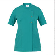 Casacca Greta blu petrolio tessuto G-TECH PRO, antiodore, traspirante, antiibatterica e n o stiro, tollera spruzzi di candeggi