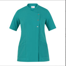 Casacca Greta blu petrolio tessuto G-TECH PRO, antiodore, traspirante, antiibatterica e n o stiro, tollera spruzzi di candeggi