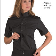 Camicia Dublino unisex M/M nera collo Coreana tessuto policotone leggero 115gr, mantiene forma e asciugatura rapida