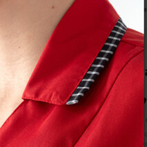 Casacca Primula rossa particolare del colletto, uguale anche su tasche