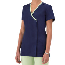 Casacca Giuliana blu linea Slim Fit, femminile e dinamica. A maniche corte e con una scollatura a V