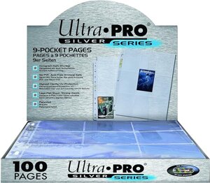 ultra-pro-9-tasche-serie-silver-page-protector-per-carte-di-dimensioni-standard-100-fogli