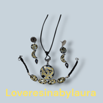 parure-orecchini-pendente-e-bracciale-nero-oro-argento