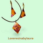 parure-orecchini-e-pendente-arancione-e-rosso-mattone