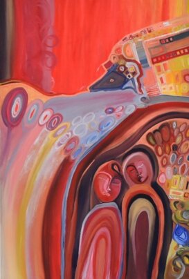 GLI AMANTI - [The Lovers - 恋人たち (Koibitotachi)] acrilico su tela, 70x100
