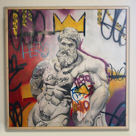 Ercole tecnica mista su tela 100X100