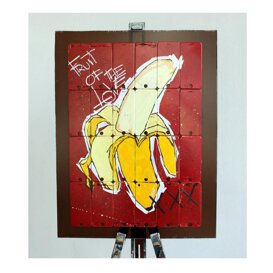 BANANA ACRILICO SPRAY SU DISPLAYIPHONE, 50X70CM