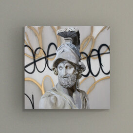 Achille tecnica mista su tela 100%cotone.100x100cm anno 2022