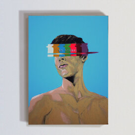 NO SIGNAL BOY 1.0 50X70X3 CM SU TELA, TECNICA MISTA