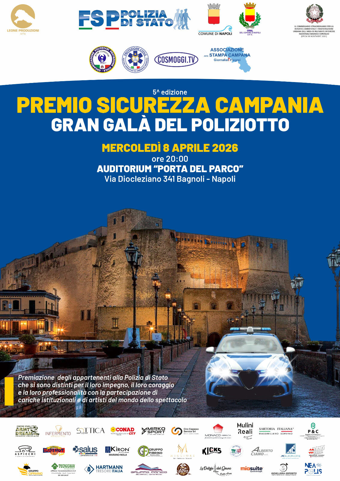 Premio Sicurezza Campania &ndash; Gran Gal&agrave; del Poliziotto - A Bagnoli la celebrazione del Coraggio e della Legalit&agrave;