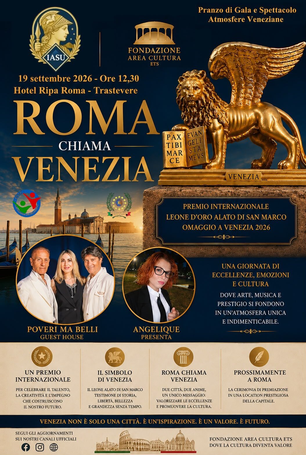 LEONE D’ORO ALATO DI SAN MARCO – OMAGGIO A VENEZIA – Unico per storia, identità e progetto. Un Premio che non imita nessuno