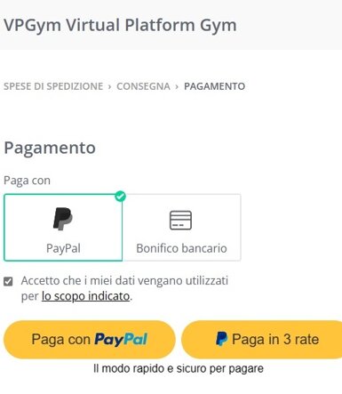 VPGym pagamenti accettati Pagamento con account PayPal