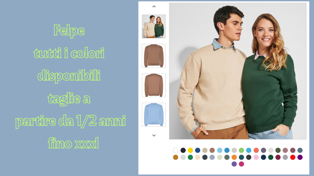 felpe assortimento colori