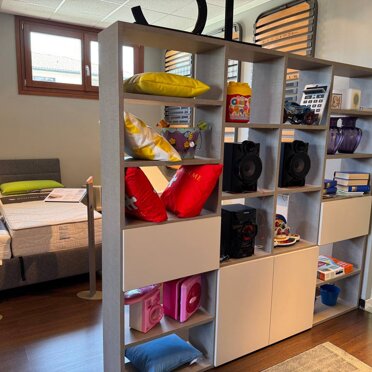 Libreria bifacciale Finitura Tortora + Canvas Libreria bifacciale Finitura Tortora + Canvas