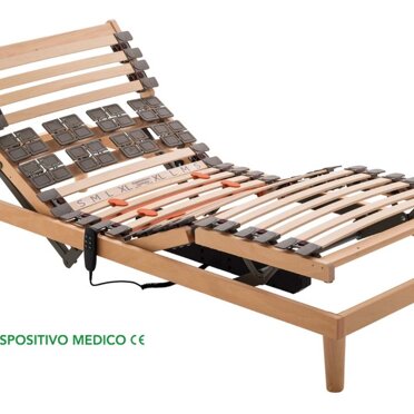 Rete doghe ELBA DELUXE Struttura Legno - Motore Testa/Piedi compatto con telecomando