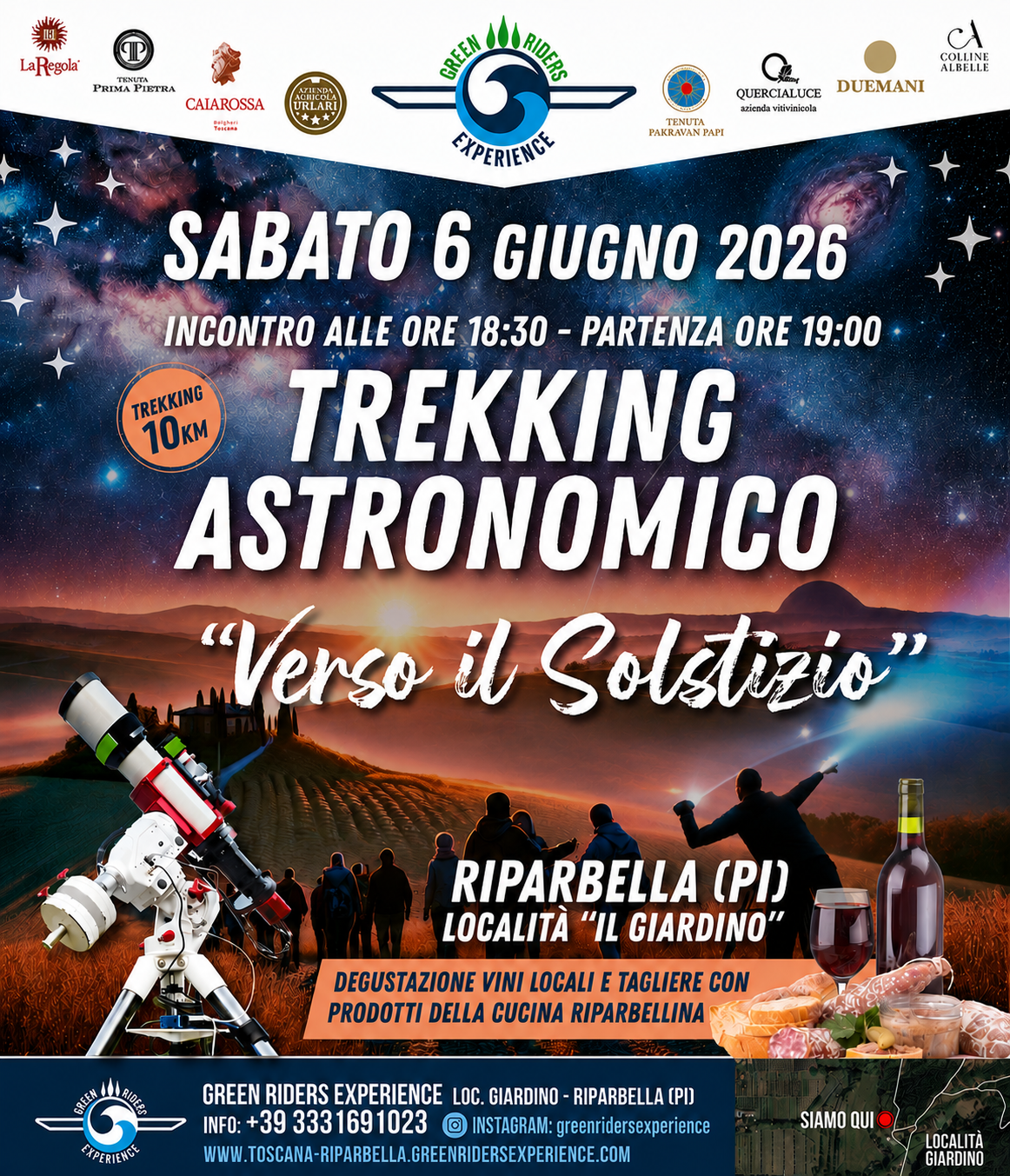 Trekking Astronomico 2026 “Verso il Solstizio” Sabato 6 Giugno 2026 Riparbella (PI) Trekking Astronomico 2026 “Verso il Solstizio” Sabato 6 Giugno 2026 Riparbella (PI)
