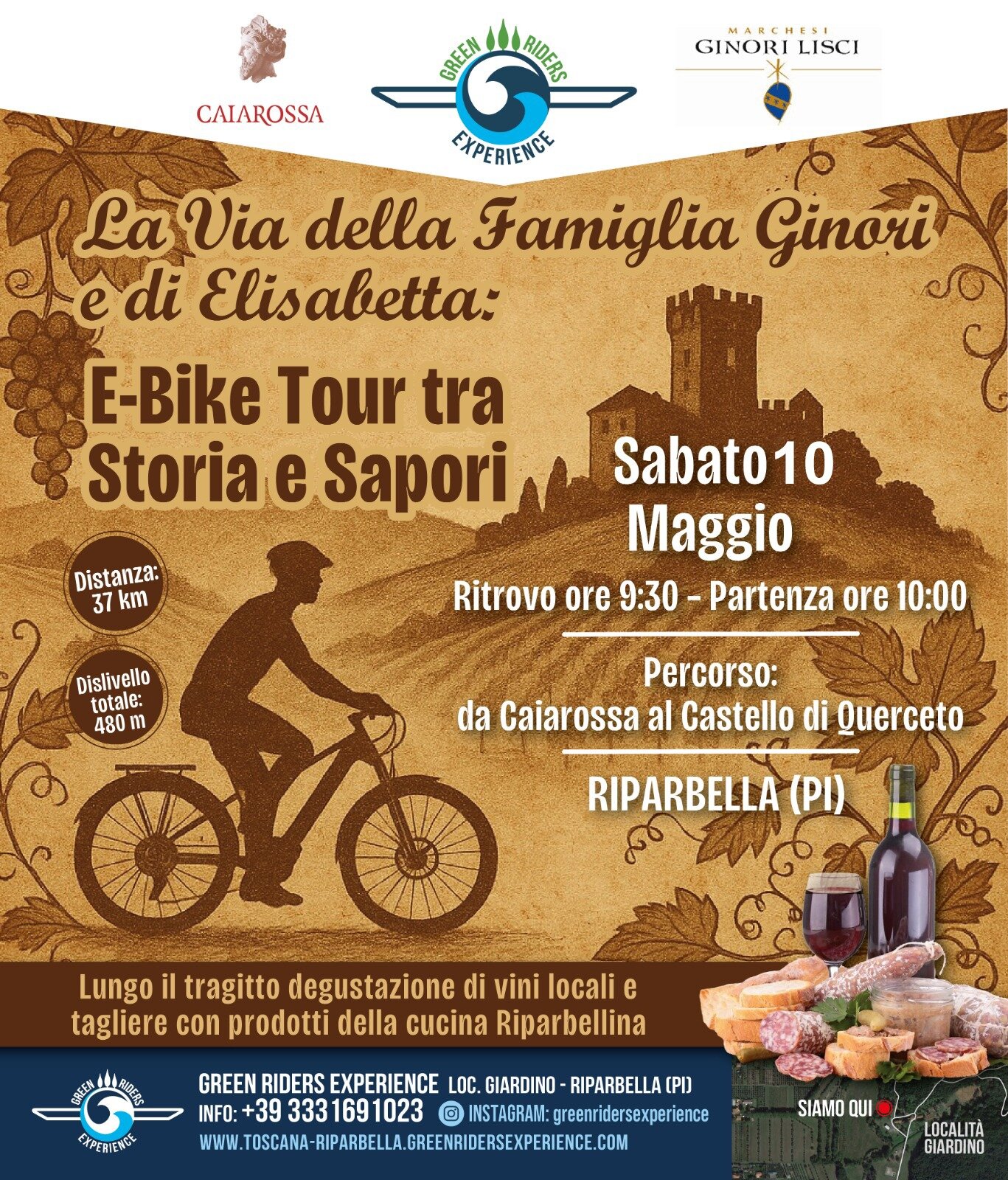 La Via della Famiglia Ginori e di Elisabetta: E-Bike Tour tra Storia e Sapori Sabato 10 Maggio 2025 La Via della Famiglia Ginori e di Elisabetta: E-Bike Tour tra Storia e Sapori Sabato 10 Maggio 2025