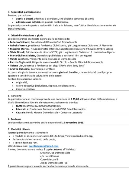 Nuovo bando di concorso promosso dal Kiwanis Club