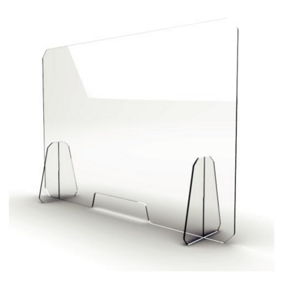 Schermo protettivo para-fiato in plexiglass Schermo protettivo antibatterico para-fiato, da appoggio, autoportante, in plexiglass trasparente