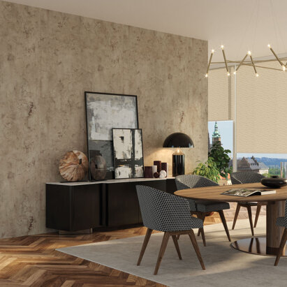 Tende tecniche e carte da parati abbinati Creano ambienti contemporanei e confortevoli, dal carattere definito